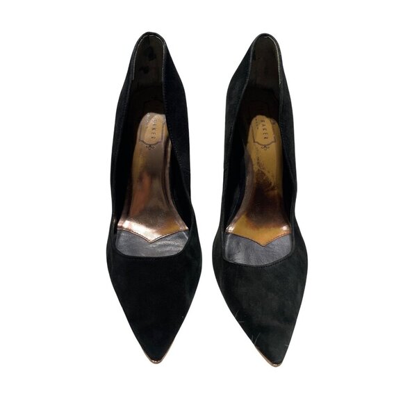 Ted Baker Womens Black Suede Pointed Toe Heels With Bow Detail size 38 - Picture 1 of 6